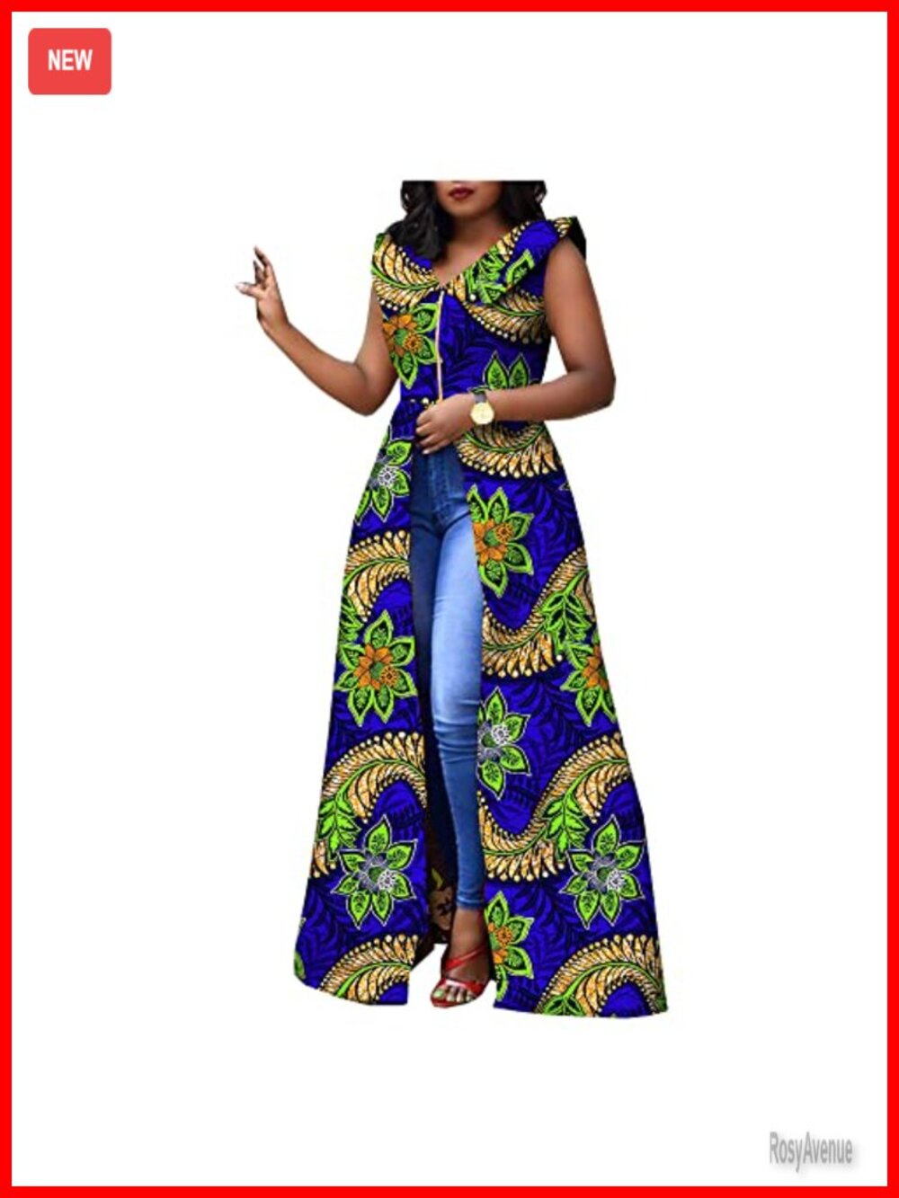 Plus Size Ankara African Dress Ball Gown Sleeveless Split Party Cocktail